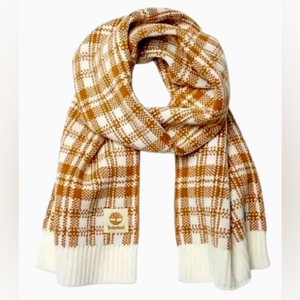 Timberland Women's Plaid Scarf -‎ Brown and White